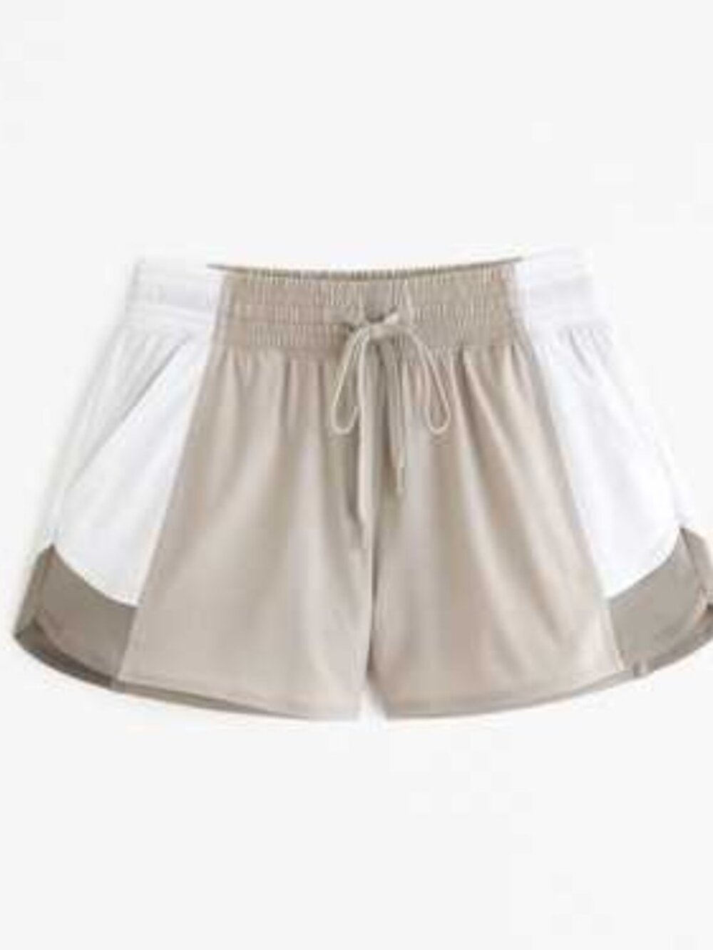 Abercrombie & Fitch YPB Tan White Color Block Motiontek High Rise Shorts
